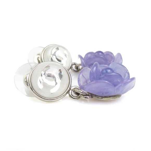 CHANEL White Logo Earrings - Picture 2 of 5